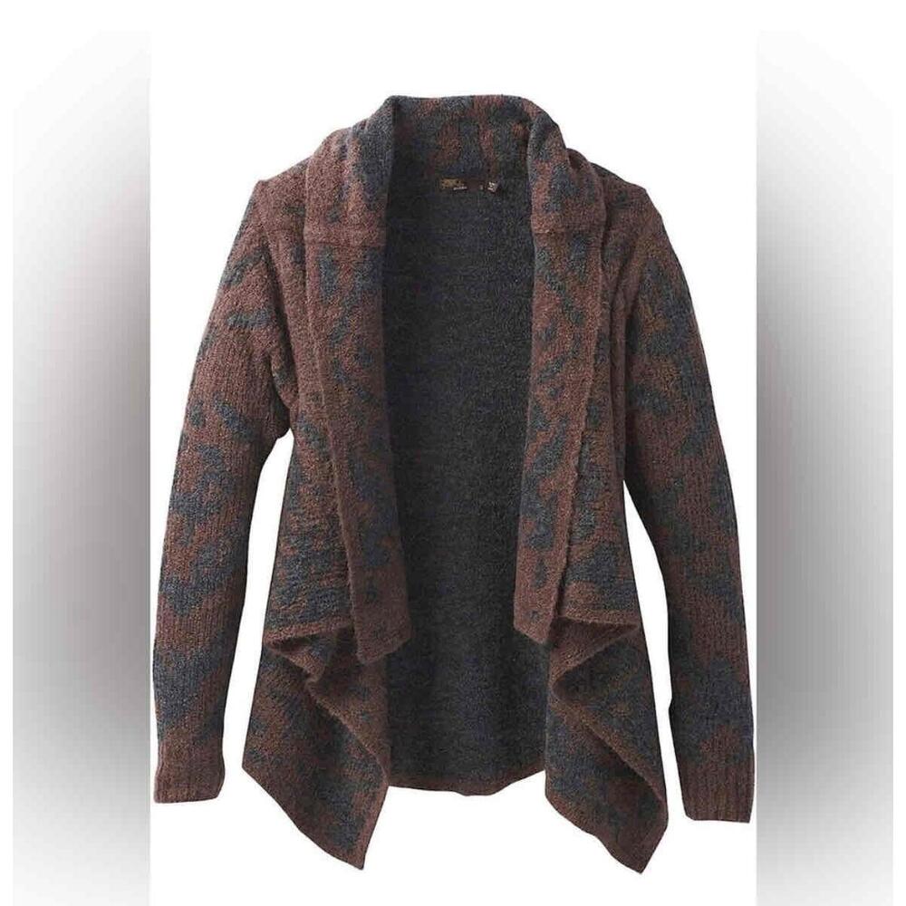 PrAna Alberta Brown Wool Blend Soft Fleece Long Sleeve Cardigan Sweater Size XS
